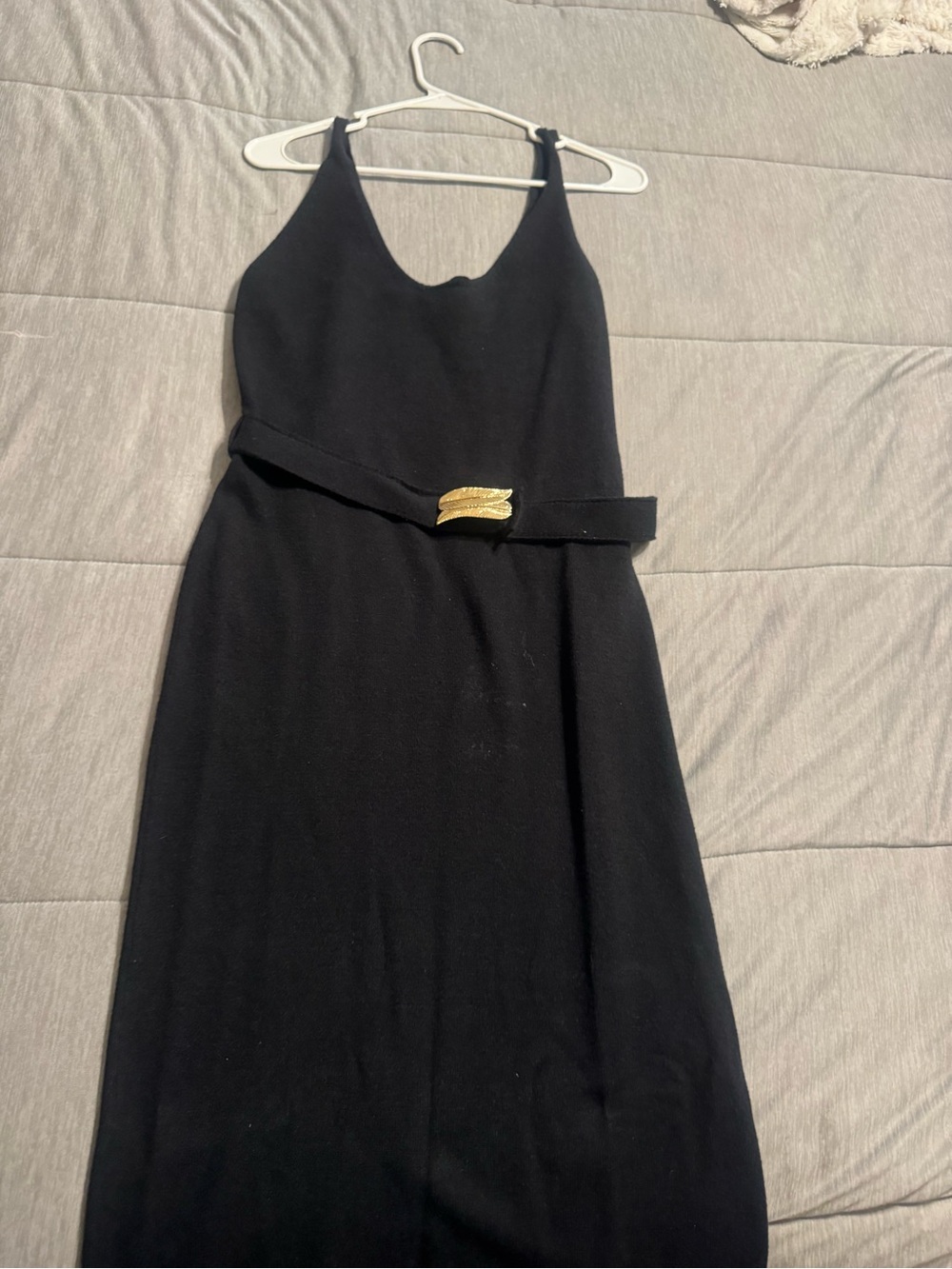 JLUXLABEL Black Maxi Dress with Gold Buckle